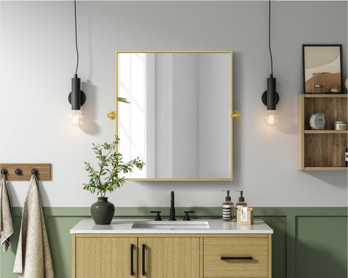 Elegant Lighting Amoura Metal Frame Mirror 27 Inch W x 30 Inch H in Brass Model: MR6H2730BRA