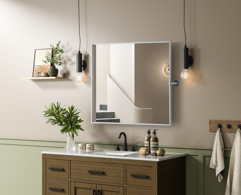 Elegant Lighting Amoura Metal Frame Mirror 27 Inch W x 30 Inch H in Silver Model: MR6H2730SIL