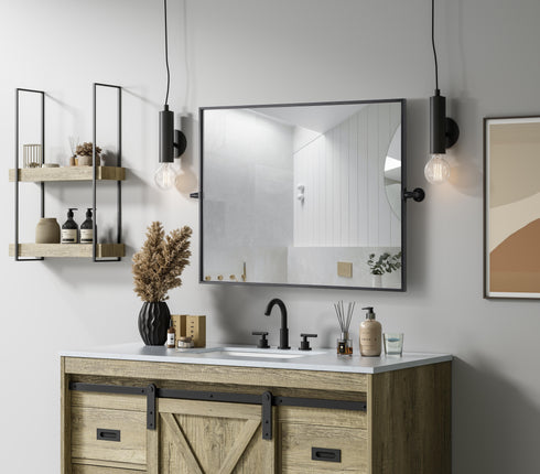 Elegant Lighting Amoura Metal Frame Mirror 27 Inch W x 36 Inch H in Black Model: MR6H2736BLK