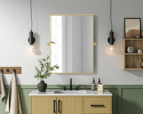 Elegant Lighting Amoura Metal Frame Mirror 27 Inch W x 36 Inch H in Brass Model: MR6H2736BRA