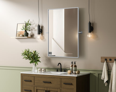 Elegant Lighting Amoura Metal Frame Mirror 27 Inch W x 36 Inch H in Silver Model: MR6H2736SIL