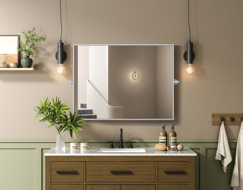 Elegant Lighting Amoura Metal Frame Mirror 27 Inch W x 36 Inch H in Silver Model: MR6H2736SIL