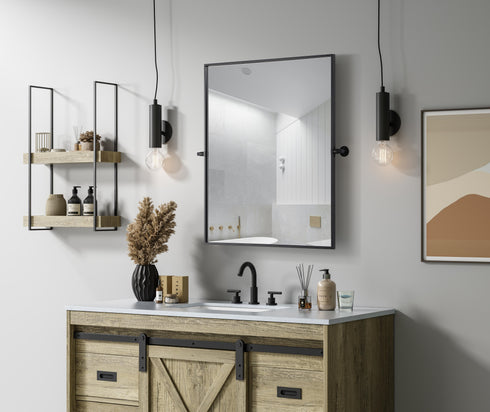 Elegant Lighting Amoura Metal Frame Mirror 30 Inch W x 36 Inch H in Black Model: MR6H3036BLK
