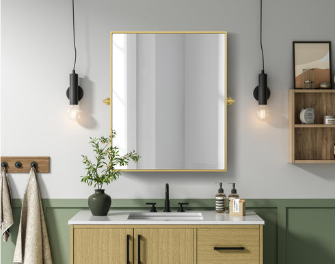 Elegant Lighting Amoura Metal Frame Mirror 30 Inch W x 36 Inch H in Brass Model: MR6H3036BRA