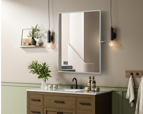 Elegant Lighting Amoura Metal Frame Mirror 30 Inch W x 36 Inch H in Silver Model: MR6H3036SIL