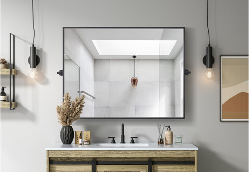 Elegant Lighting Amoura Metal Frame Mirror 40 Inch W x 30 Inch H in Black Model: MR6H4030BLK