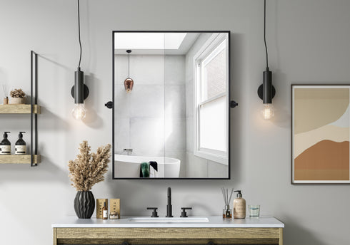 Elegant Lighting Amoura Metal Frame Mirror 40 Inch W x 30 Inch H in Black Model: MR6H4030BLK