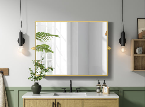 Elegant Lighting Amoura Metal Frame Mirror 40 Inch W x 30 Inch H in Brass Model: MR6H4030BRA