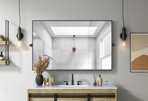 Elegant Lighting Amoura Metal Frame Mirror 48 Inch W x 30 Inch H in Black Model: MR6H4830BLK