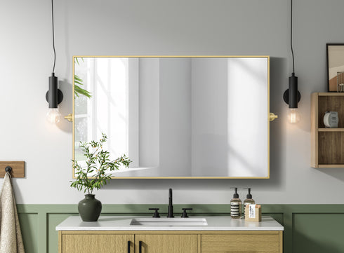 Elegant Lighting Amoura Metal Frame Mirror 48 Inch W x 30 Inch H in Brass Model: MR6H4830BRA