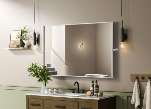 Elegant Lighting Amoura Metal Frame Mirror 48 Inch W x 30 Inch H in Silver Model: MR6H4830SIL