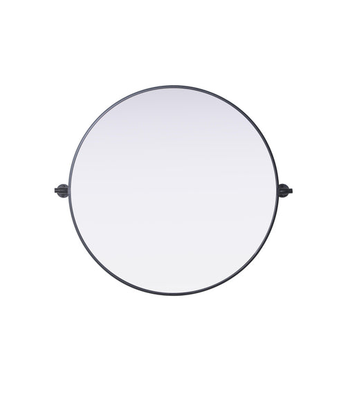 Elegant Lighting Amoura Metal Frame Round Mirror D30 Inch in Black Model: MR6G30BLK