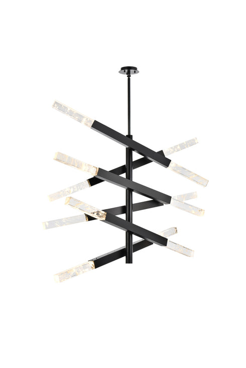 Elegant Lighting Ari 12 Light Pendant L48 Inch H36 Inch L12 Black in Black and Clear Finish Model: 2085L6BK