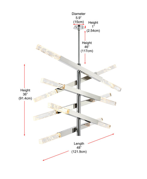 Elegant Lighting Ari 12 Light Pendant L48 Inch H36 Inch L12 Chrome in Chrome and Clear Finish Model: 2085L6C