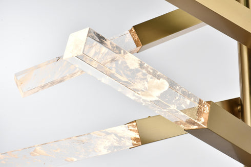 Elegant Lighting Ari 12 Light Pendant L48 Inch H36 Inch L12 Satin Gold in Satin Gold and Clear Finish Model: 2085L6SG