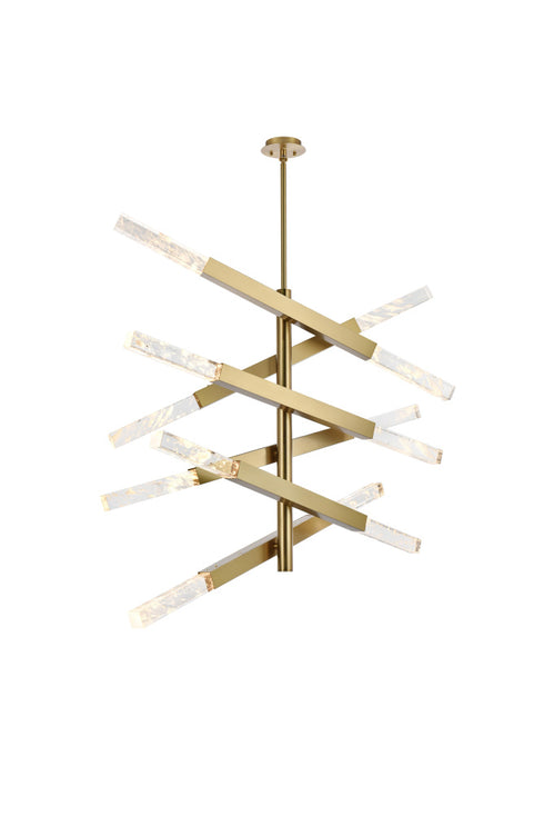 Elegant Lighting Ari 12 Light Pendant L48 Inch H36 Inch L12 Satin Gold in Satin Gold and Clear Finish Model: 2085L6SG