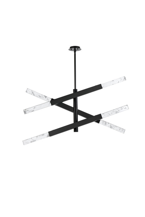 Elegant Lighting Ari 6 Light Pendant L48 Inch H19 Inch L6 Black in Black and Clear Finish Model: 2085L3BK