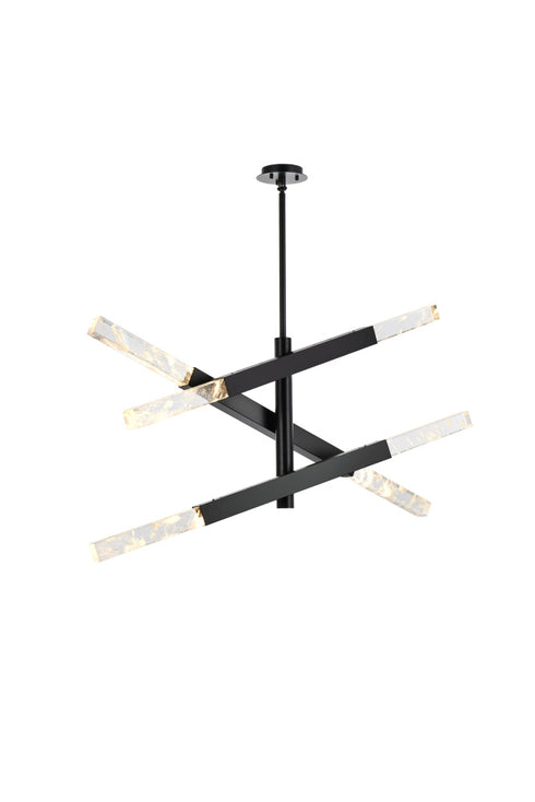 Elegant Lighting Ari 6 Light Pendant L48 Inch H19 Inch L6 Black in Black and Clear Finish Model: 2085L3BK