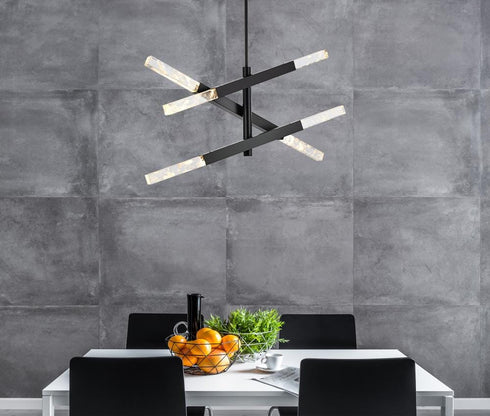 Elegant Lighting Ari 6 Light Pendant L48 Inch H19 Inch L6 Black in Black and Clear Finish Model: 2085L3BK