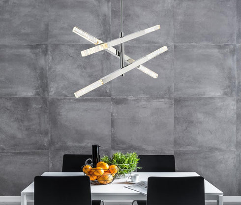 Elegant Lighting Ari 6 Light Pendant L48 Inch H19 Inch L6 Chrome in Chrome and Clear Finish Model: 2085L3C