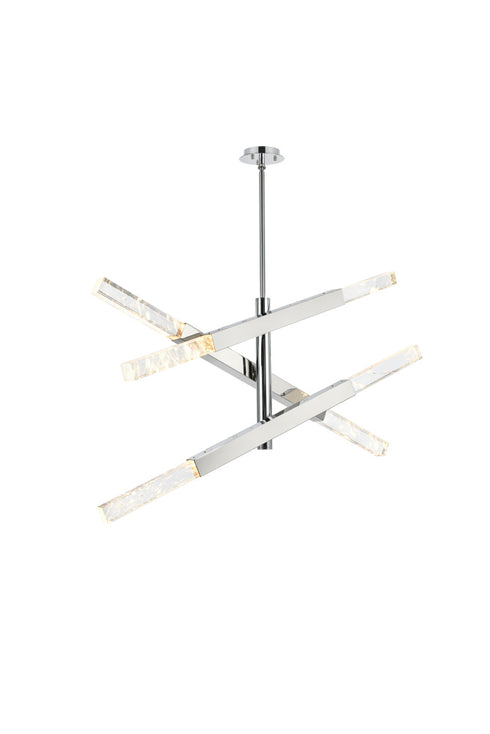 Elegant Lighting Ari 6 Light Pendant L48 Inch H19 Inch L6 Chrome in Chrome and Clear Finish Model: 2085L3C
