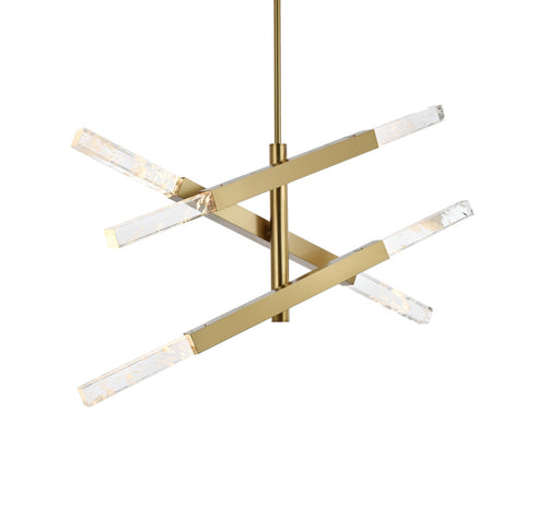 Elegant Lighting Ari 6 Light Pendant L48 Inch H19 Inch L6 Satin Gold in Satin Gold and Clear Finish Model: 2085L3SG