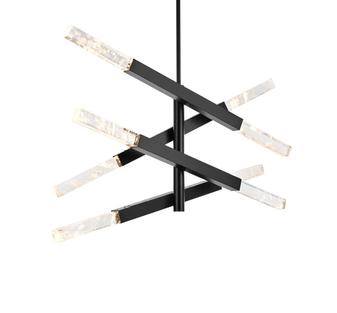 Elegant Lighting Ari 8 Light Pendant L48 Inch H22 Inch L8 Black in Black and Clear Finish Model: 2085L4BK