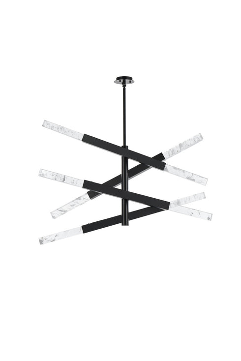 Elegant Lighting Ari 8 Light Pendant L48 Inch H22 Inch L8 Black in Black and Clear Finish Model: 2085L4BK