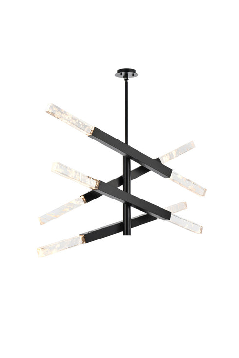 Elegant Lighting Ari 8 Light Pendant L48 Inch H22 Inch L8 Black in Black and Clear Finish Model: 2085L4BK