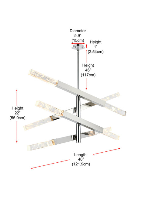 Elegant Lighting Ari 8 Light Pendant L48 Inch H22 Inch L8 Chrome in Chrome and Clear Finish Model: 2085L4C