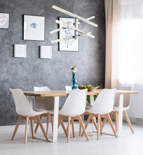 Elegant Lighting Ari 8 Light Pendant L48 Inch H22 Inch L8 Chrome in Chrome and Clear Finish Model: 2085L4C
