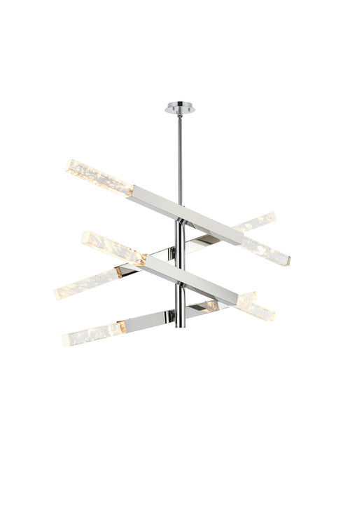 Elegant Lighting Ari 8 Light Pendant L48 Inch H22 Inch L8 Chrome in Chrome and Clear Finish Model: 2085L4C
