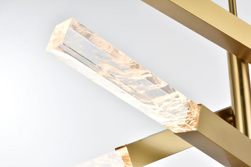 Elegant Lighting Ari 8 Light Pendant L48 Inch H22 Inch L8 Satin Gold in Satin Gold and Clear Finish Model: 2085L4SG