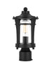 Elegant Lighting Artemis 13 inch Outdoor Post light in Black in Black and Clear Finish Model: OD609P13BK