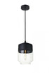 Elegant Lighting Ashwell 1 Light Black Pendant With Clear Glass in Black and Clear Finish Model: LD2241BK