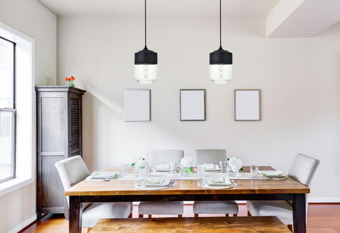 Elegant Lighting Ashwell 1 Light Black Pendant With Clear Glass in Black and Clear Finish Model: LD2241BK