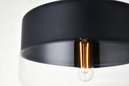 Elegant Lighting Ashwell 1 Light Black Pendant With Clear Glass in Black and Clear Finish Model: LD2243BK