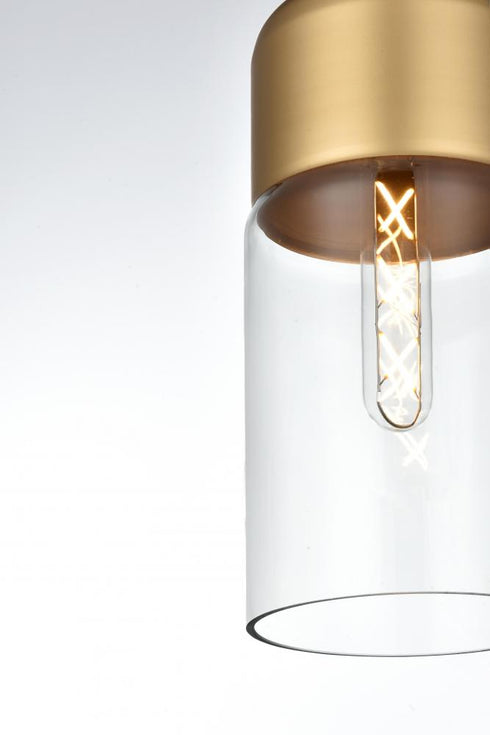 Elegant Lighting Ashwell 5 inch Pendant Clear Shade in Satin Gold in Satin Gold and Clear Finish Model: LD2240SG