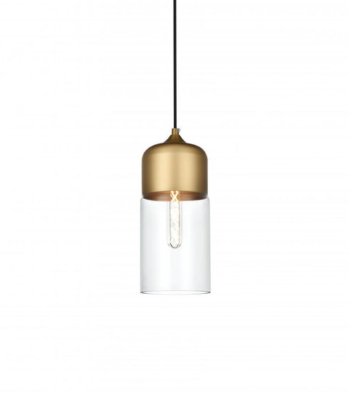Elegant Lighting Ashwell 5 inch Pendant Clear Shade in Satin Gold in Satin Gold and Clear Finish Model: LD2240SG