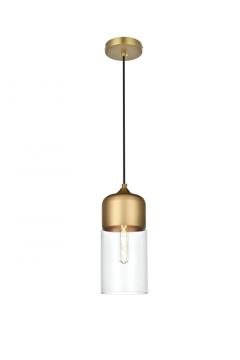 Elegant Lighting Ashwell 5 inch Pendant Clear Shade in Satin Gold in Satin Gold and Clear Finish Model: LD2240SG