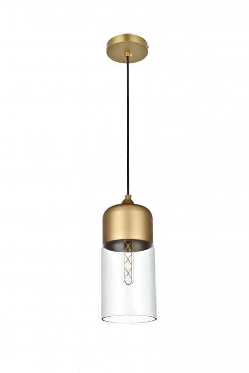Elegant Lighting Ashwell 5 inch Pendant Clear Shade in Satin Gold in Satin Gold and Clear Finish Model: LD2240SG