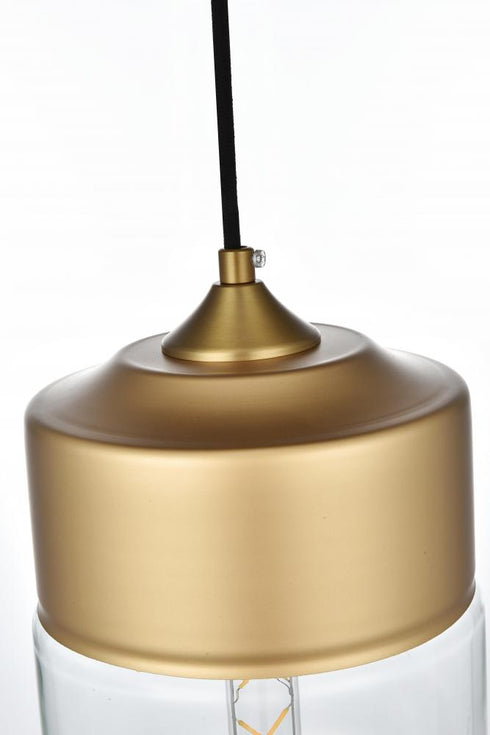 Elegant Lighting Ashwell 7 inch Pendant Clear Shade in Satin Gold in Satin Gold and Clear Finish Model: LD2241SG