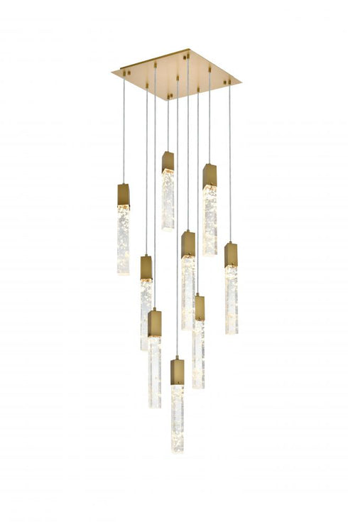 Elegant Lighting Aurora 20 inch Pendant in Satin Gold in Satin Gold and Clear Finish Model: 2088D20SG