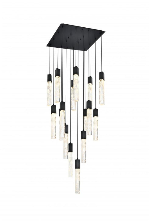 Elegant Lighting Aurora 30 inch Pendant in Black in Black and Clear Finish Model: 2088G30BK