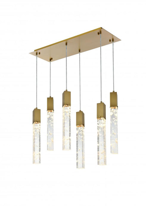 Elegant Lighting Aurora 32 inch Pendant in Satin Gold in Satin Gold and Clear Finish Model: 2088D32SG