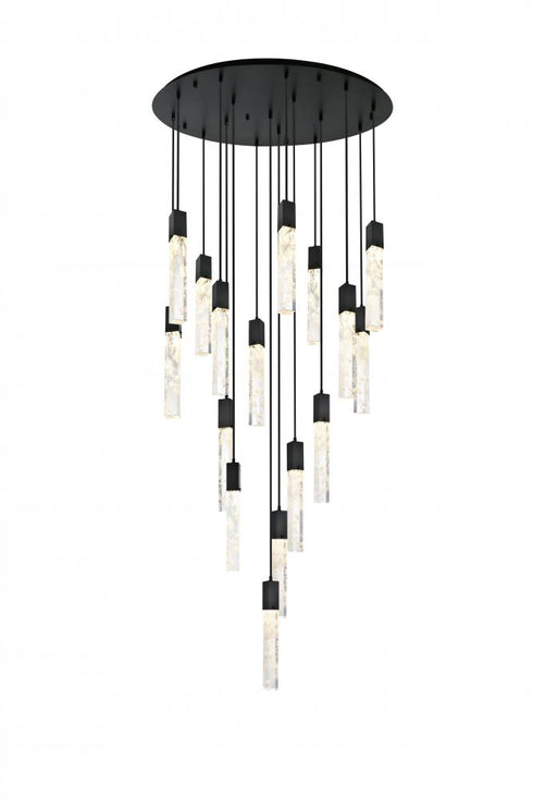 Elegant Lighting Aurora 36 inch Chandelier in Black in Black and Clear Finish Model: 2089G36BK