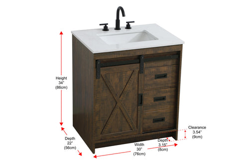 Elegant Lighting Austin Vanity Cabinet 1Dr 2Dw 30 Inch x34 Inch x22 Inch in Expresso Model: VF90530EX