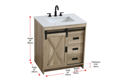 Elegant Lighting Austin Vanity Cabinet 1Dr 2Dw 30 Inch x34 Inch x22 Inch in Natural Oak Model: VF90530NT