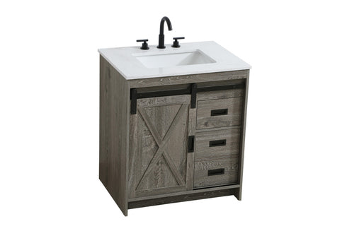 Elegant Lighting Austin Vanity Cabinet 1Dr 2Dw 30 Inch x34 Inch x22 Inch in Rustic Grey Model: VF90530RG