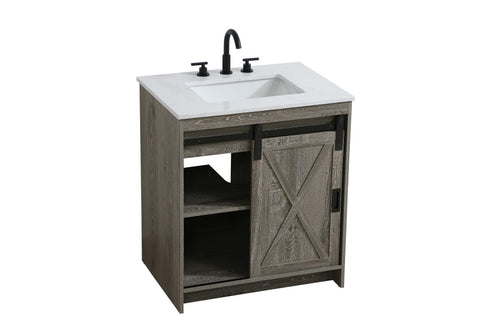 Elegant Lighting Austin Vanity Cabinet 1Dr 2Dw 30 Inch x34 Inch x22 Inch in Rustic Grey Model: VF90530RG